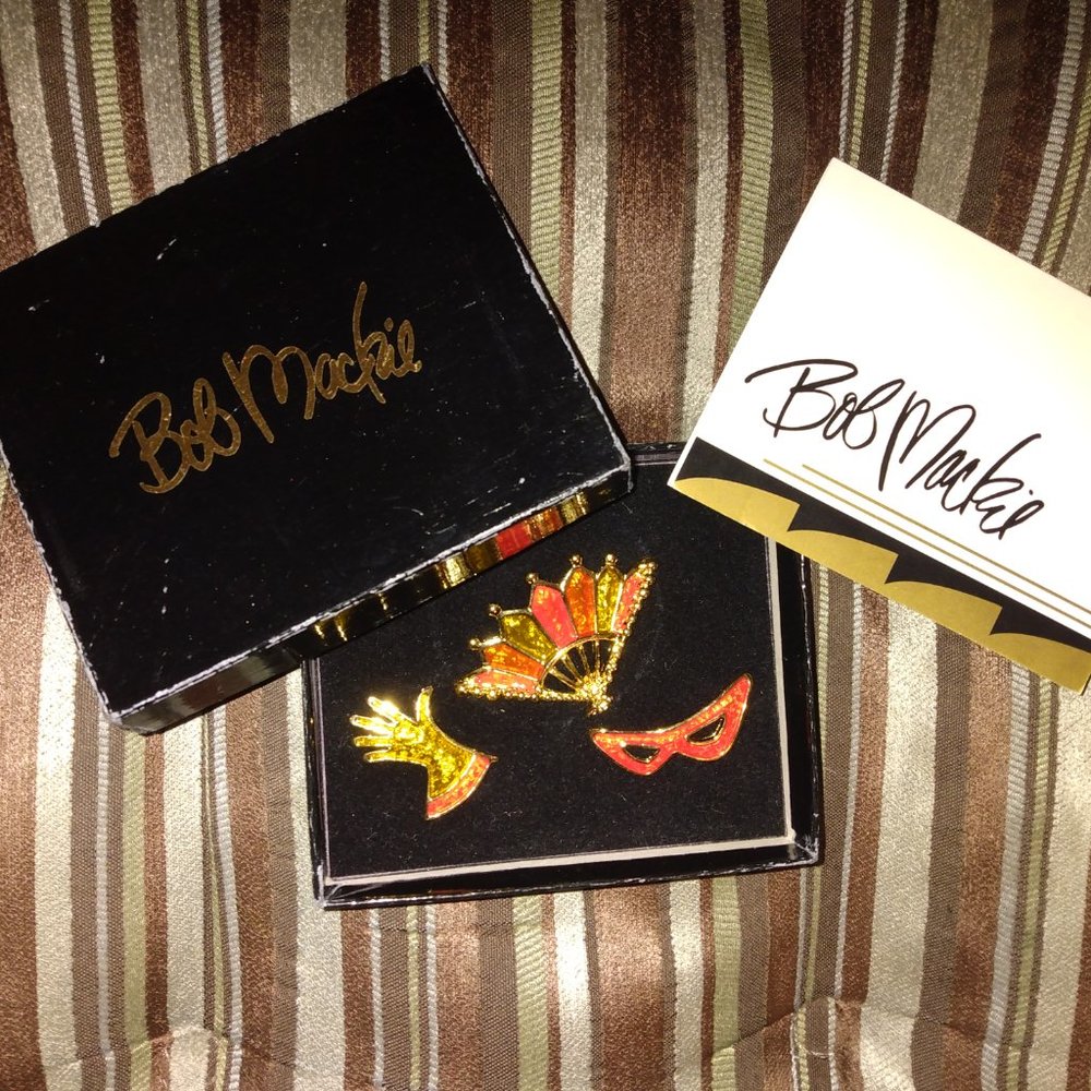 ❤️NIB 3 BOB MACKIE Fan Glove Opera Glasses Pins Set